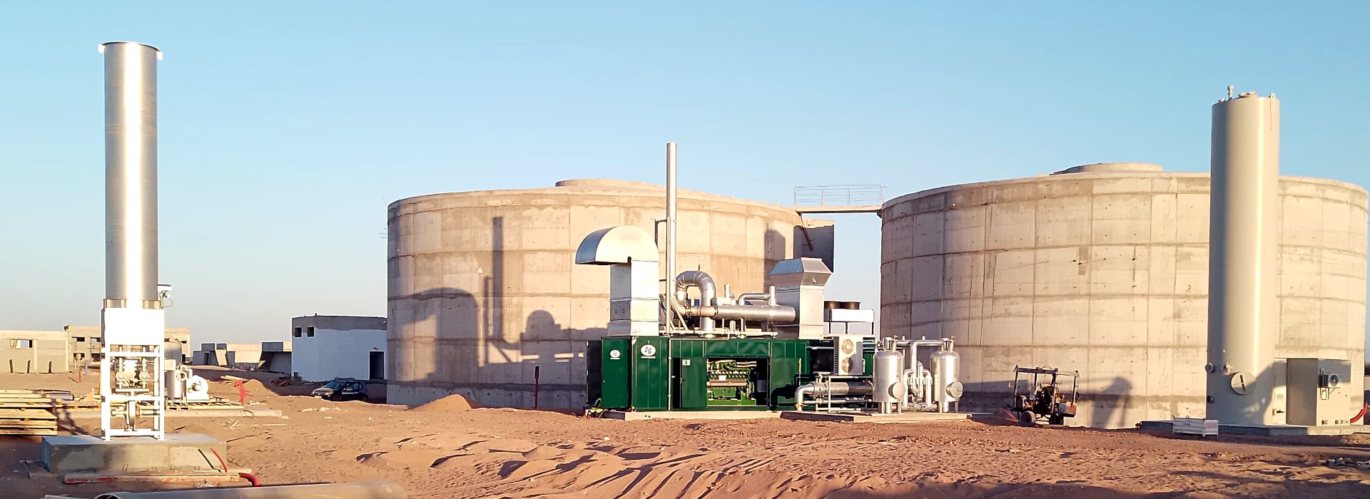 Agadir wwtp, flare, CHP, desulfurization tower