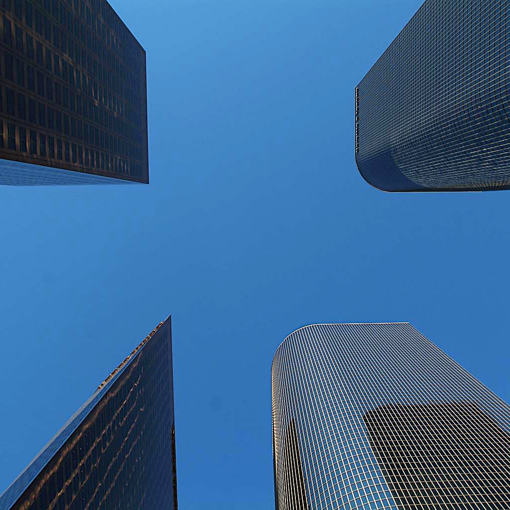 Los Angeles skyscrapers blue sky
